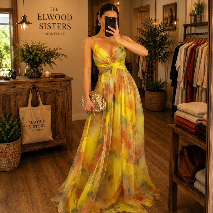 Giselle - Charming Maxi Dress with Floral Print