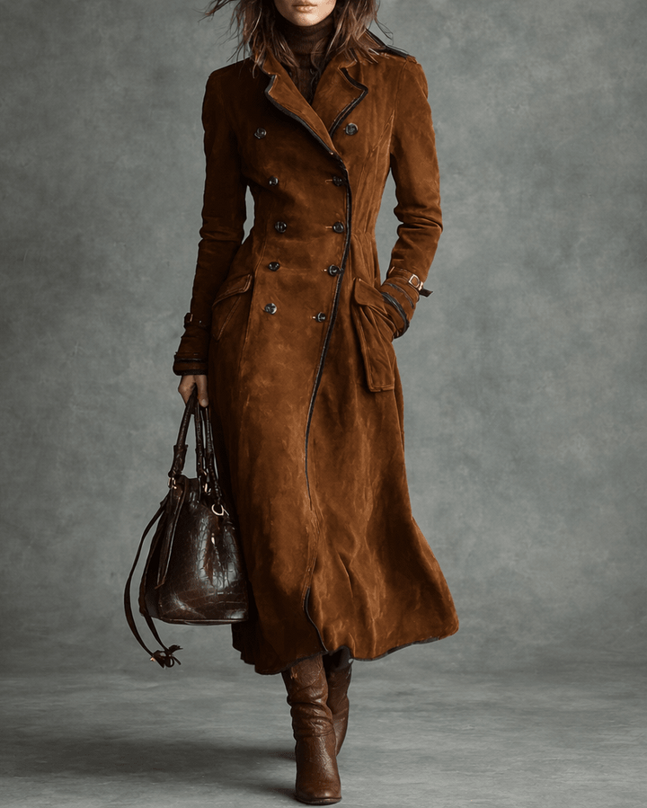 Nathalie™ - Suede Leather Trench Coat
